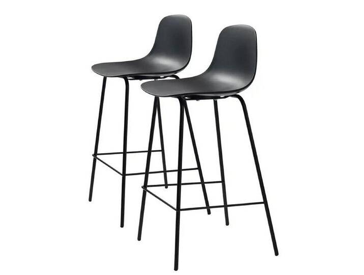 möbelando Barhocker WHITBY (2er-Set), aus Schwarz in Schwarz mit Absetzungen in Metall Schwarz Lackiert, schwarz von möbelando