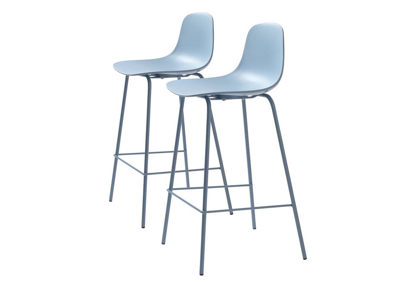UNIQUE furniture A/S Barhocker aus Blau in Blau mit Absetzungen in Metall Blau Lackiert (2er-Set) von UNIQUE furniture A/S