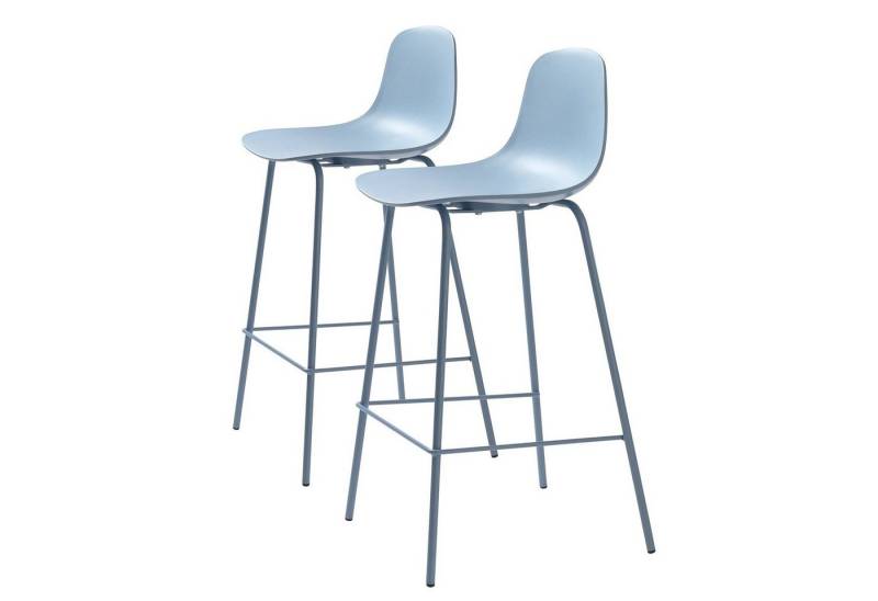 UNIQUE furniture A/S Barhocker aus Blau in Blau mit Absetzungen in Metall Blau Lackiert (2er-Set) von UNIQUE furniture A/S
