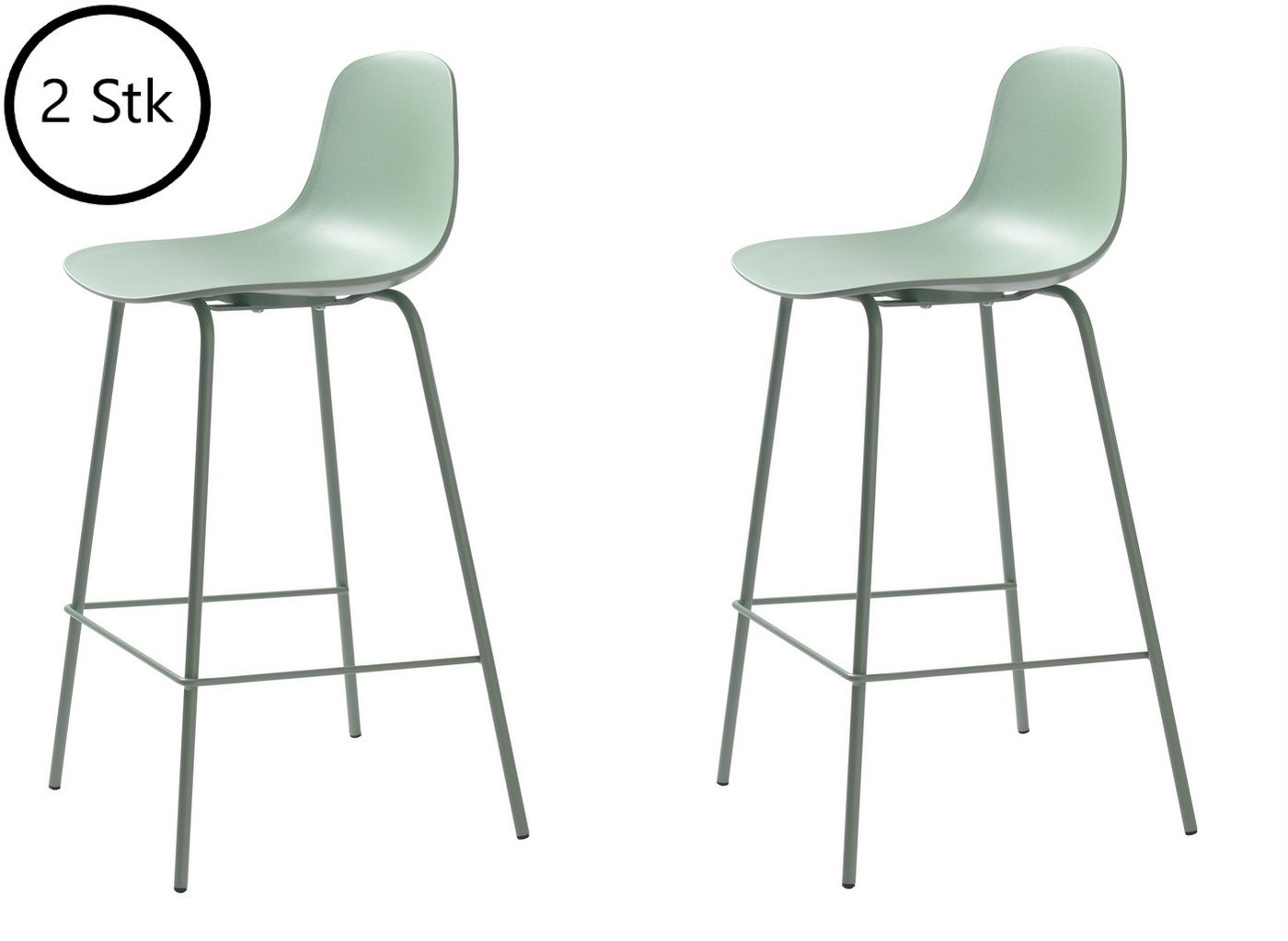 UNIQUE furniture A/S Barhocker aus Grün in Grün mit Absetzungen in Metall Grün Lackiert (2er-Set) von UNIQUE furniture A/S