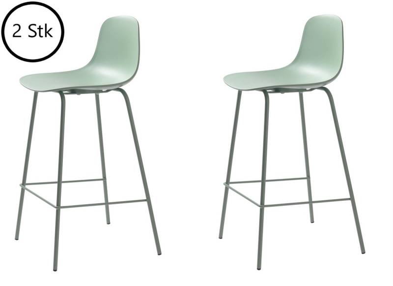 UNIQUE furniture A/S Barhocker aus Grün in Grün mit Absetzungen in Metall Grün Lackiert (2er-Set) von UNIQUE furniture A/S