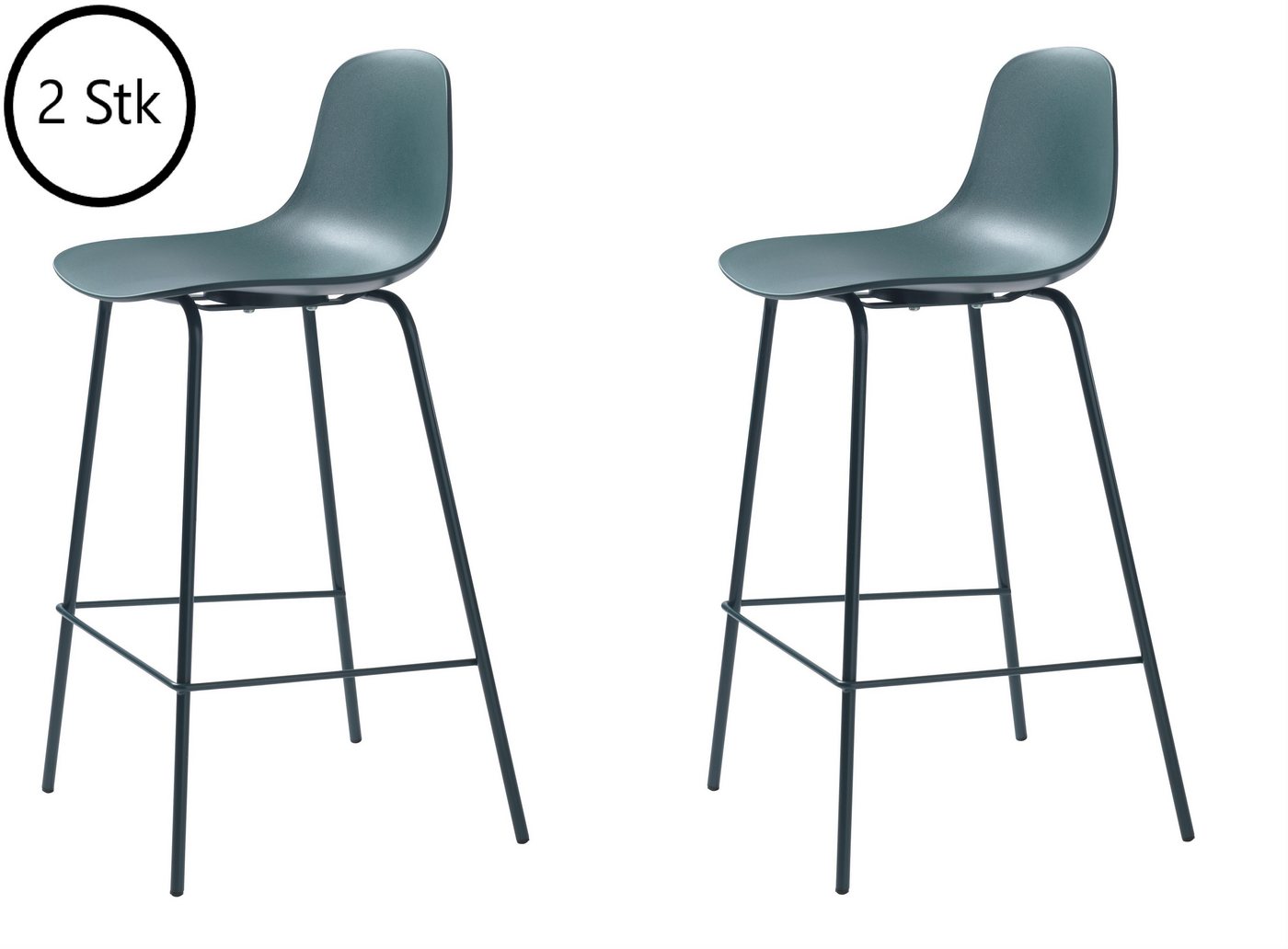 UNIQUE furniture A/S Barhocker aus Petrol in Petrol mit Absetzungen in Metall Petrol Lackiert (2er-Set) von UNIQUE furniture A/S