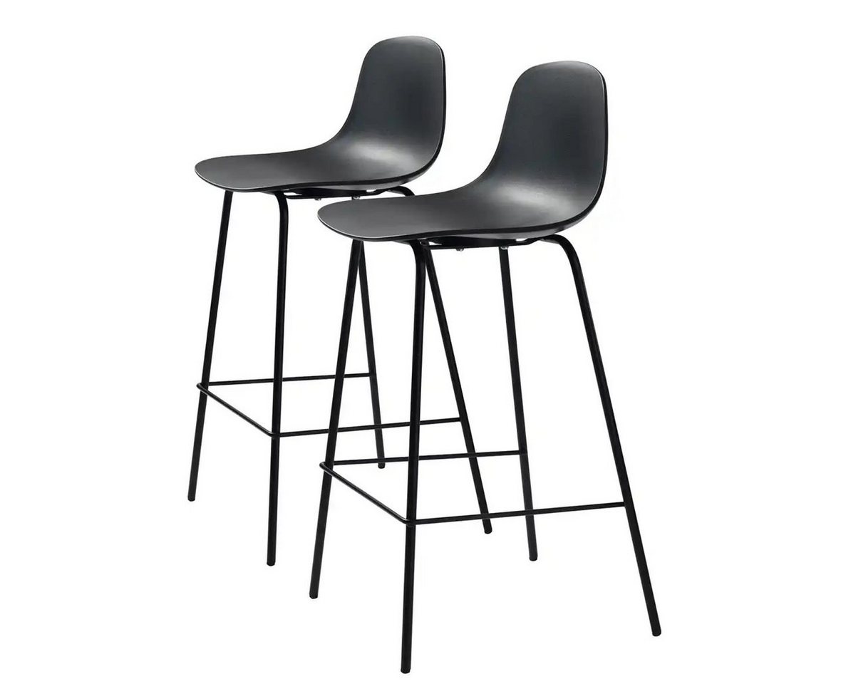 UNIQUE furniture A/S Barhocker aus Schwarz in Schwarz mit Absetzungen in Metall Schwarz Lackiert (2er-Set) von UNIQUE furniture A/S