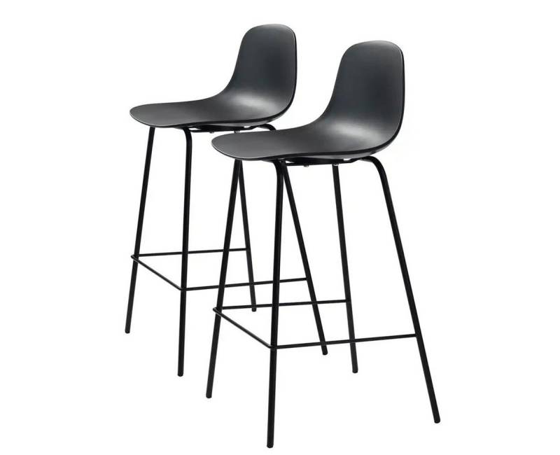 UNIQUE furniture A/S Barhocker aus Schwarz in Schwarz mit Absetzungen in Metall Schwarz Lackiert (2er-Set) von UNIQUE furniture A/S