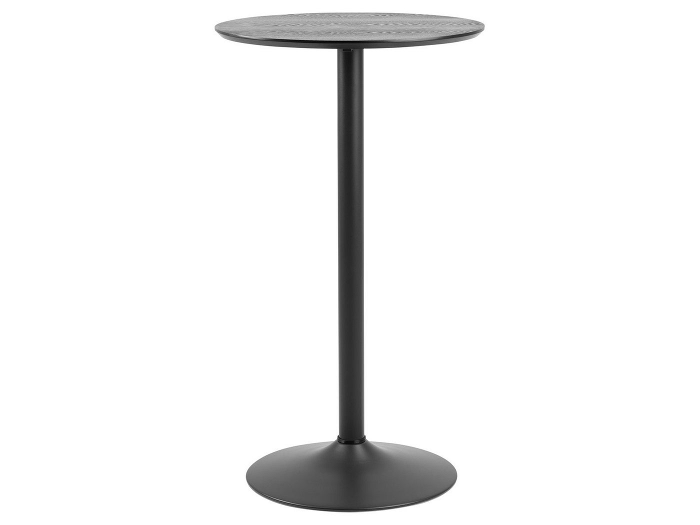 möbelando Bartisch Irvine, Moderner Bartisch, Gestell aus Metall pulverbeschichtet in Schwarz Matt, Tischplatte aus MDF in Esche Nachbildung. Breite 60 cm, Höhe 105 cm, Tiefe 60 cm von möbelando