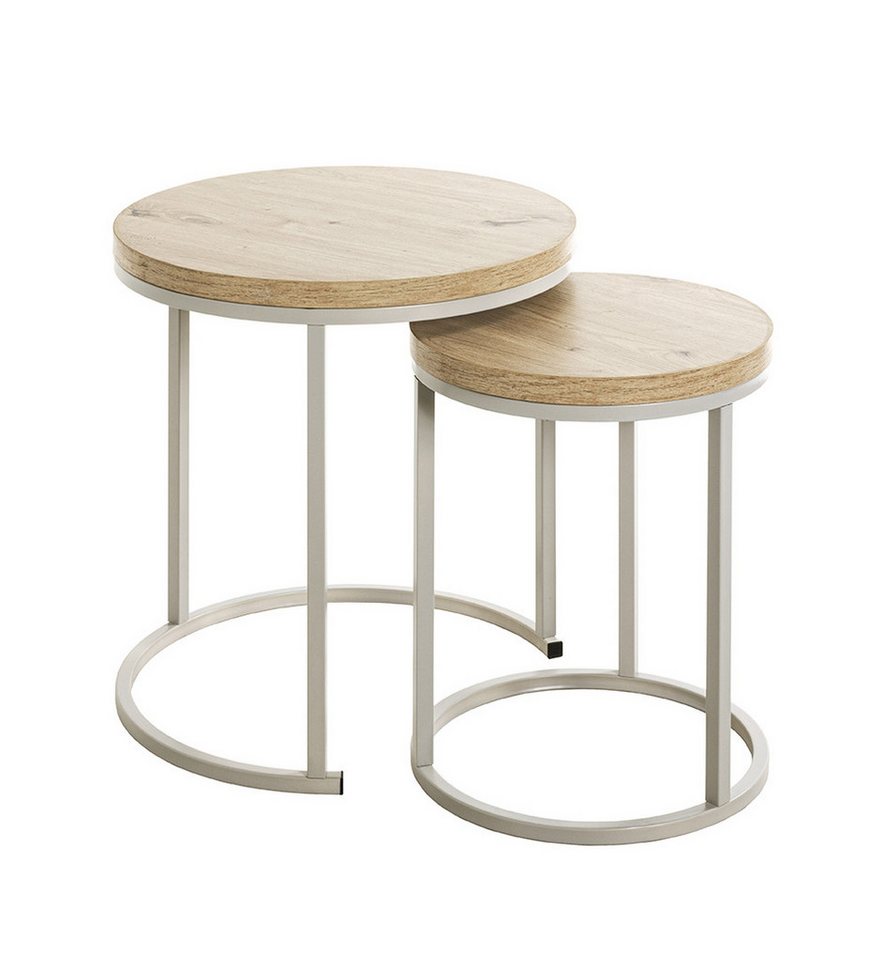 HAKU Beistelltisch (2er Set) in eiche, grau, MDF, Metall - 43x32cm (HxD) (2er Set, 2er Set) von HAKU