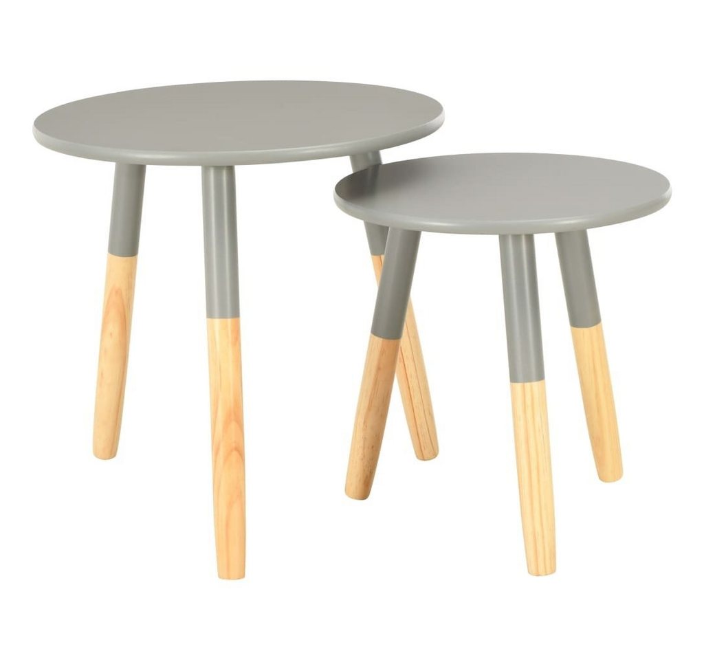 möbelando Beistelltisch 299427 (Set), aus massives Kiefernholz Beine + MDF Tischplatte in Grau. von möbelando