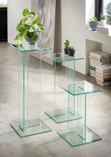 möbelando Beistelltisch >7/149< in Klarglas, Glas - 25x41x25cm (BxHxT) von möbelando