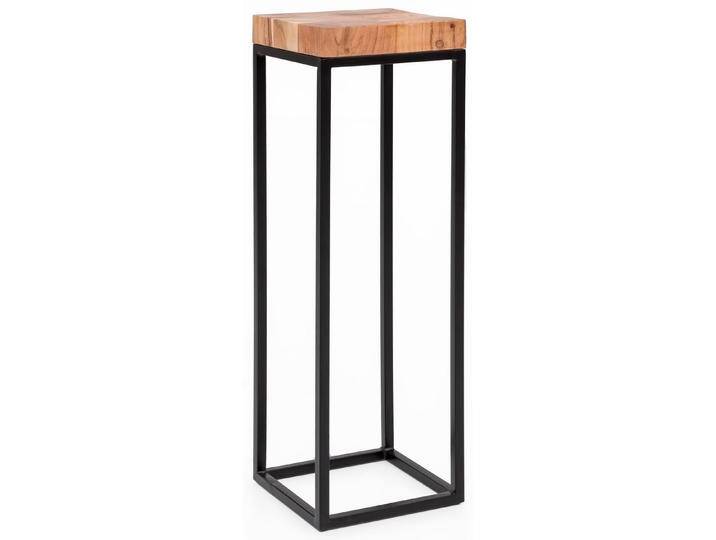 möbelando Beistelltisch Beistelltisch 30 x 97 x 30 cm WL5.654 Akazie Metall Anstelltisch Hoch, 30 x 97 x 30 cm (B/H/L), braun von möbelando