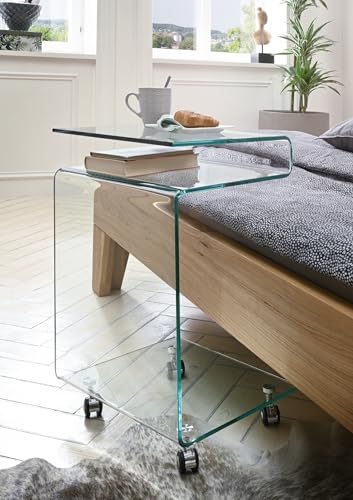 möbelando Beistelltisch >Vigo< in Klarglas, Glas - 50x72x46cm (BxHxT) von möbelando