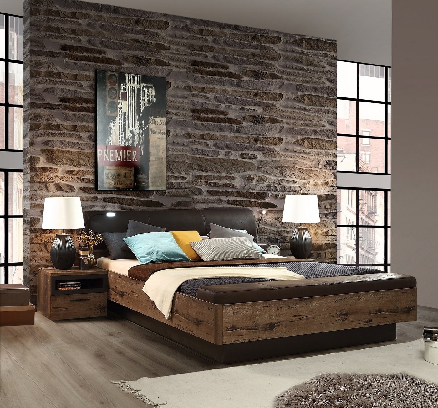 FORTE Bett mit Stauraum in Schlammeiche Dekor, 219,8x90,2x242,2cm B/H/T FORTE Bett mit Stauraum in Schlammeiche Dekor, 219,8x90,2x242,2cm B/H/T von FORTE