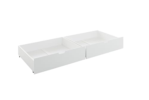 möbelando Bettschubkasten >Moritz< (2er-Set) in Kiefer Weiß aus Massivholz - 97,2x19,8x75cm (BxHxT) von möbelando