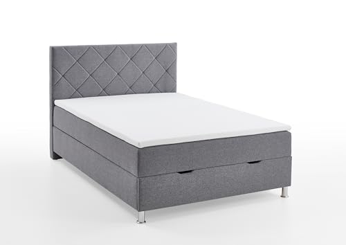 möbelando Boxbett >Leo< Liegefläche 140x200cm, hellgrau, Bettkasten, Bonnell-Federkernmatratze, Topper, Rautensteppung, Jugendbett mit Stauraum & hohem Schlafkomfort, Stellmaß: 142x115x209cm (BxHxT). möbelando Boxbett >Leo< Liegefläche 140x200cm, hellgrau, Bettkasten, Bonnell-Federkernmatratze, Topper, Rautensteppung, Jugendbett mit Stauraum & hohem Schlafkomfort, Stellmaß: 142x115x209cm (BxHxT). von möbelando