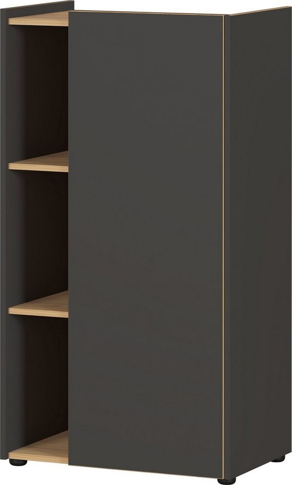 möbelando Bücherregal 393, BxHxT: 62x115x42 cm, in grau mit einer Tür und 2 Einlegeböden von möbelando