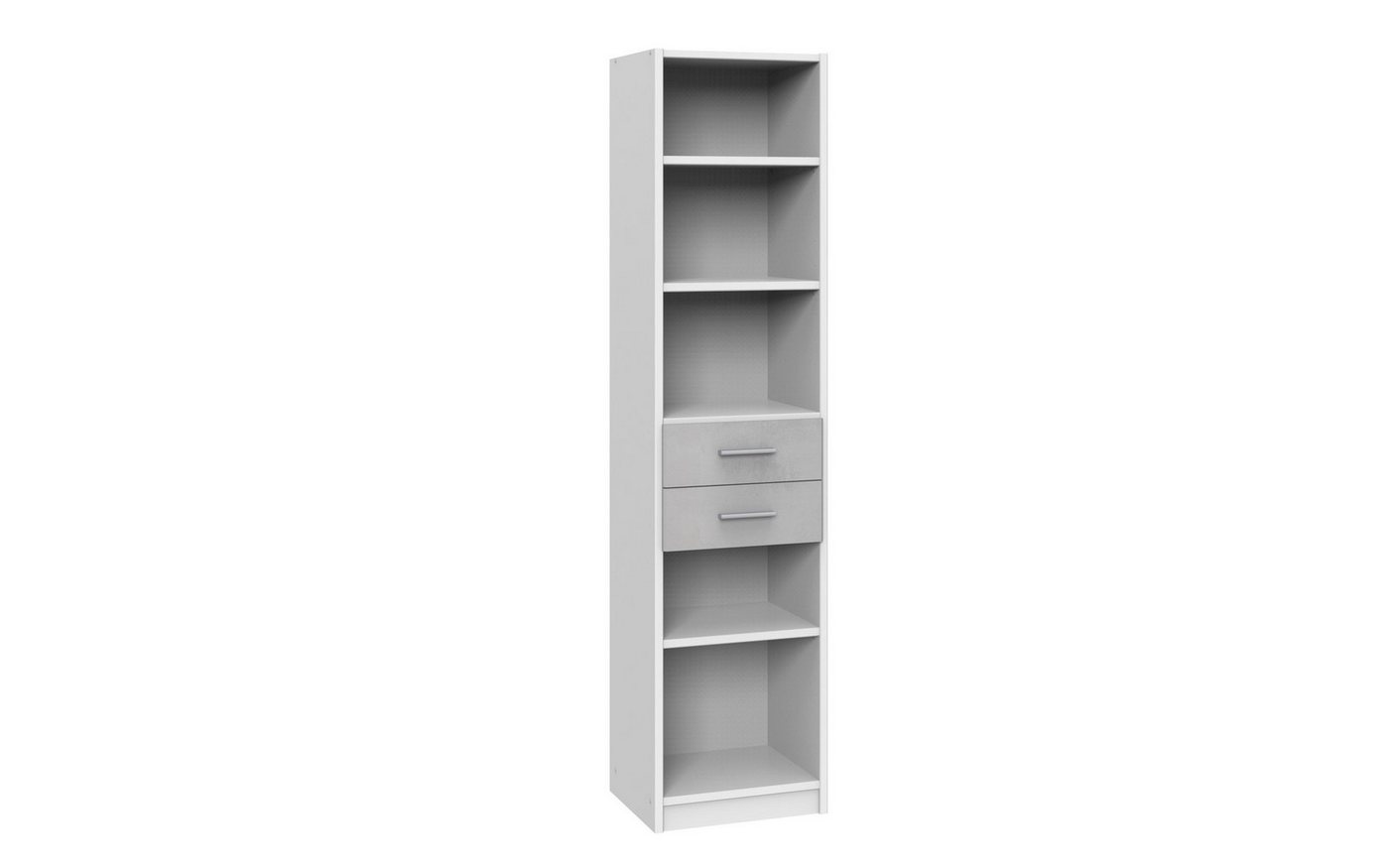 freiraum Bücherregal Joker, B/H/T: 48x197x40 cm, in Weiß mit 2 Schubladen und 3 Einlegeböden von freiraum