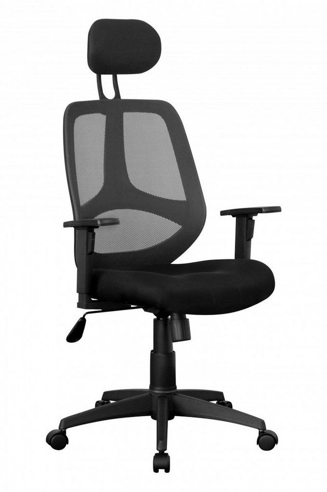 möbelando Bürostuhl Bürostuhl Stoffbezug Schreibtischstuhl 120 kg Armlehne schwarz Chefses, 61 x 127 x 57 cm (B/H/L) von möbelando
