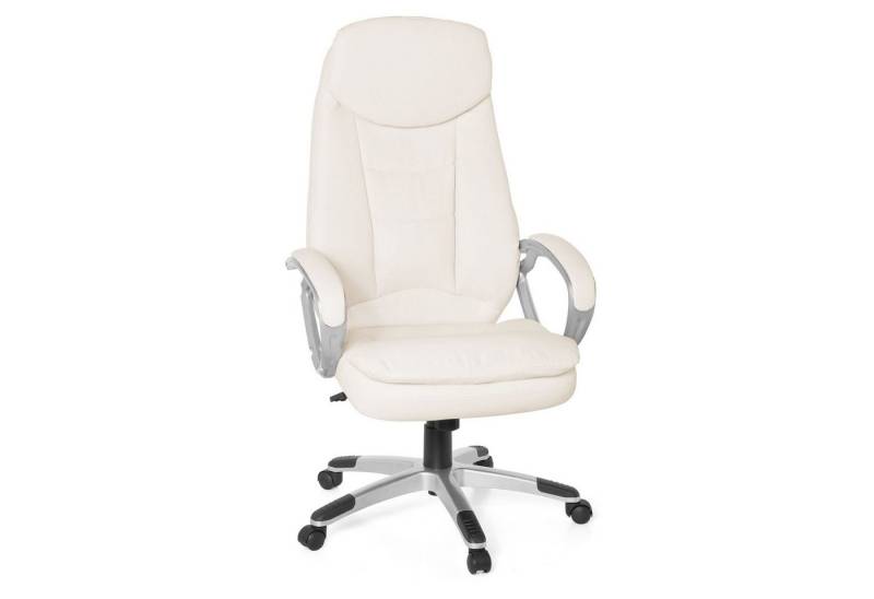 möbelando Bürostuhl Design Bürostuhl Weiß 120kg Schreibtischstuhl Kunstleder Modern, 58 x 128 x 67 cm (B/H/L) von möbelando
