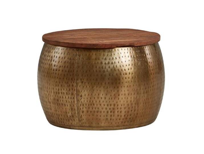 möbelando Couchtisch 705 (LxBxH: 60x60x40 cm), aus Mango in Gold, goldfarben von möbelando