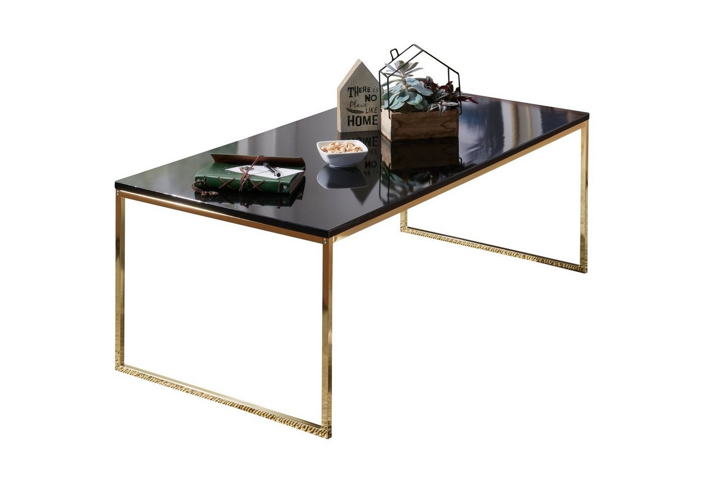 möbelando Couchtisch Couchtisch 120x45x60 cm Metall Holz Sofatisch, Couchtisch 120x45x60 cm Metall Holz Sofatisch Schwarz / Gold, Design Wohnzimmertisch rechteckig, Stubentisch mit Metallgestell, Kaffeetisch klein, Wohnzimmer Loungetisch modern von möbelando