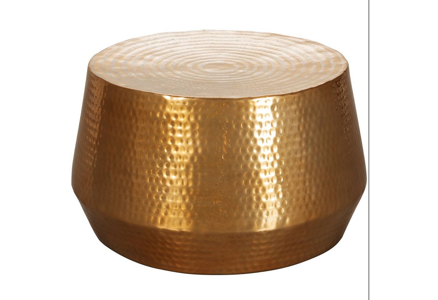 möbelando Couchtisch Couchtisch 60x36x60 cm Aluminium Beistelltisch, Couchtisch 60x36x60 cm Aluminium Beistelltisch Gold Orientalisch Rund, Flacher Hammerschlag Sofatisch Metall, Design Wohnzimmertisch Modern, Loungetisch Indisch Stubentisch Klein von möbelando