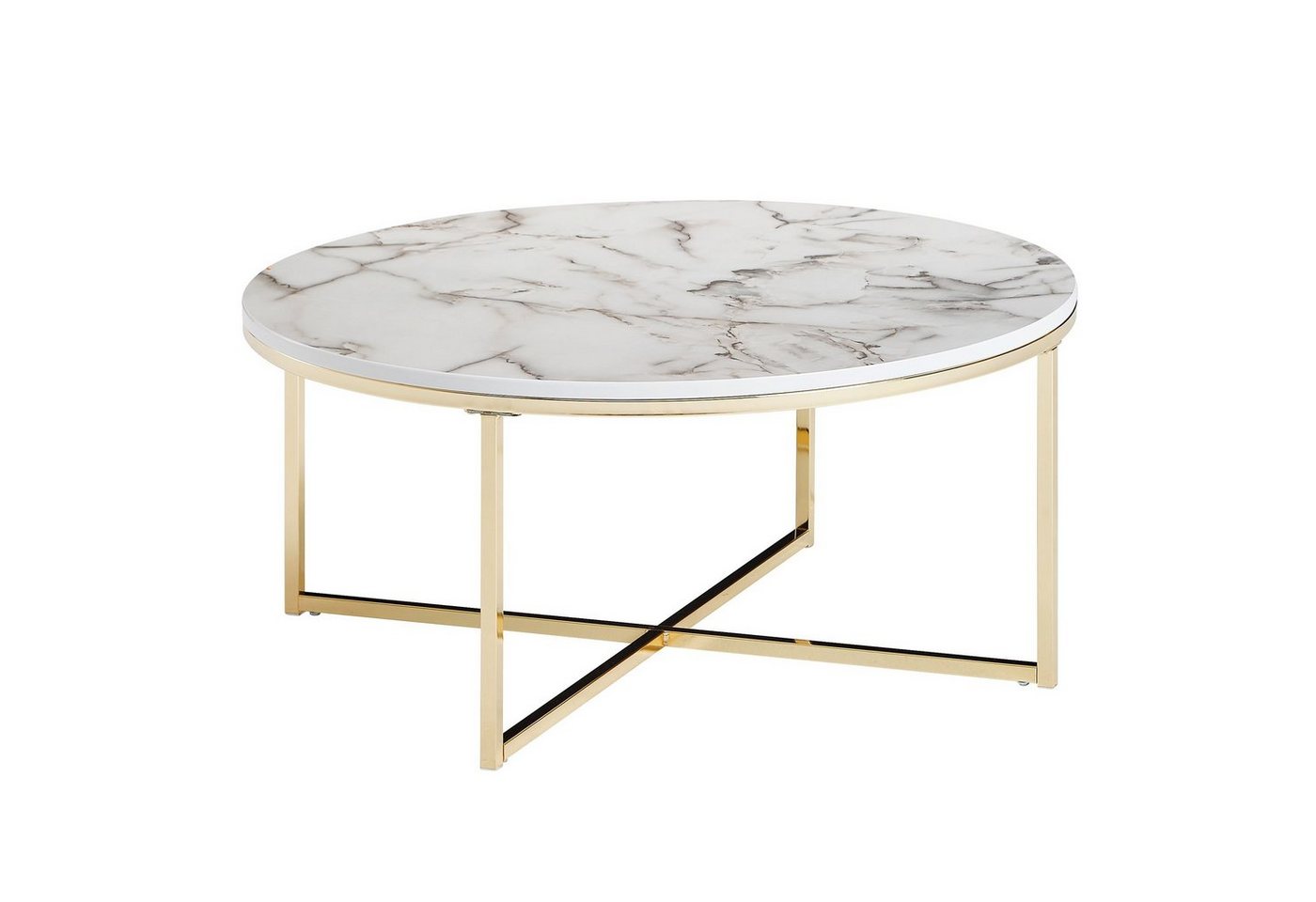 möbelando Couchtisch Couchtisch 80x36x80 cm mit Marmor Optik Weiß, Wohnzimmertisch mit, cm von möbelando
