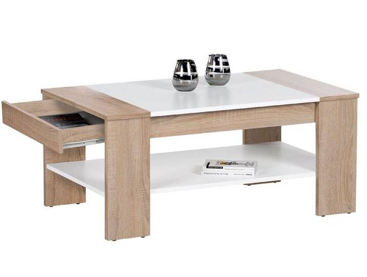 möbelando Couchtisch Couchtisch >Ariela I< in Weiß - 100x44x58cm (BxHxT), 100 x 44 x 58 cm (B/H/T), Sonoma-Eiche von möbelando