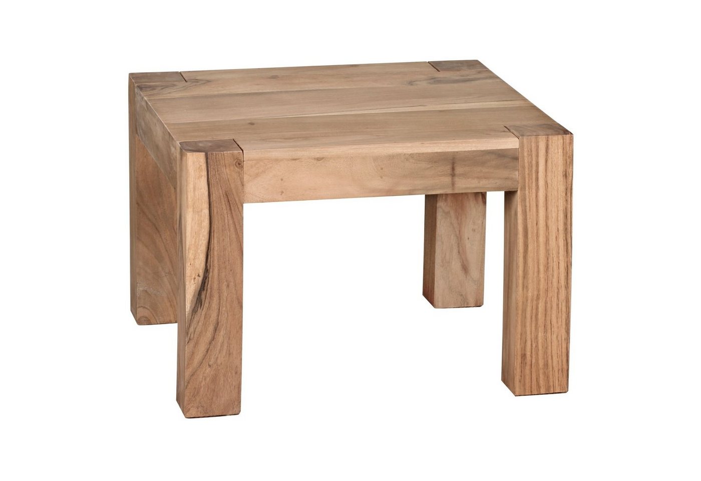 möbelando Couchtisch Couchtisch Massiv-Holz Akazie 60 cm breit Wohnzimm, Couchtisch Massiv-Holz Akazie 60 cm breit Wohnzimmer-Tisch Design braun Landhaus-Stil Beistelltisch natur von möbelando