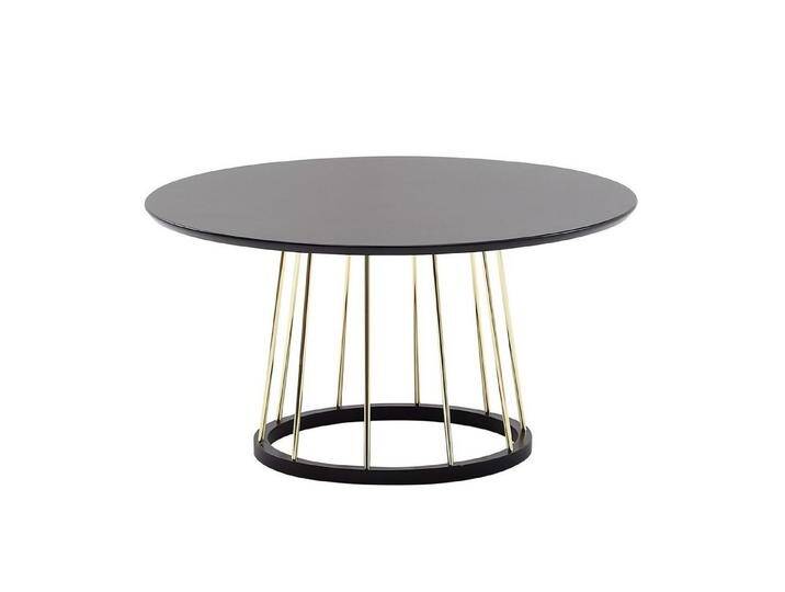 möbelando Couchtisch Couchtisch Rund 80x80x42 cm Schwarz Gold Sofatisch Metall Modern, 80 cm (L) von möbelando