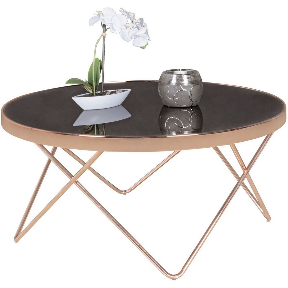 möbelando Couchtisch Couchtisch WL5.248 Glas ø 82 cm Metall Wohnzimmert, Couchtisch WL5.248 Glas ø 82 cm Metall Wohnzimmertisch Modern, Glastisch Rund Sofatisch Wohnzimmer Schwarz, Moderner Coffee Table mit Glasplatte, Kleiner Runder Design Kaffeetisch von möbelando