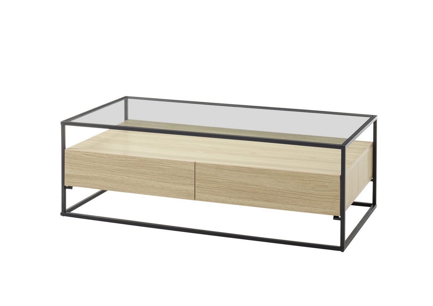 möbelando Couchtisch EVORA (BxHxT: 120x40x60 cm), aus Glas, Metall, Holz in holzfarben von möbelando