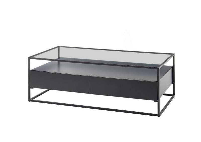möbelando Couchtisch EVORA (BxHxT: 120x40x60 cm), aus Glas, Metall, Holz in schwarz von möbelando