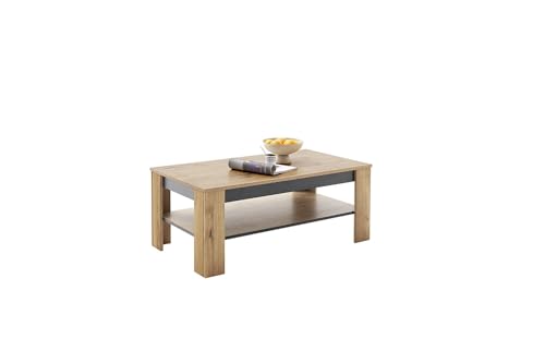 möbelando Couchtisch >GRENO< in Wildeiche Nachbildung, Zeitlose Optik, in den Maßen ca. 115 x 46 x 65 cm (B/H/T) - Alles für den gemütlichen Abend, griffbereit. Couchtisch Loungetisch Wohnzimmertisch von möbelando