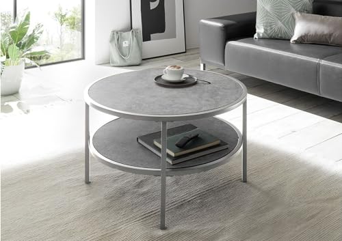 möbelando Couchtisch >Orinoco< in Keramik-Optik grau aus Glas - 75x75x45cm (LxBxH) von möbelando