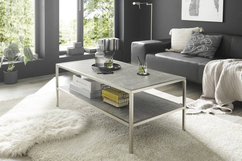 MCA furniture Couchtisch aus Glas in Keramik-Optik grau. Abmessungen (LxBxH) 60x110x45 cm von MCA furniture
