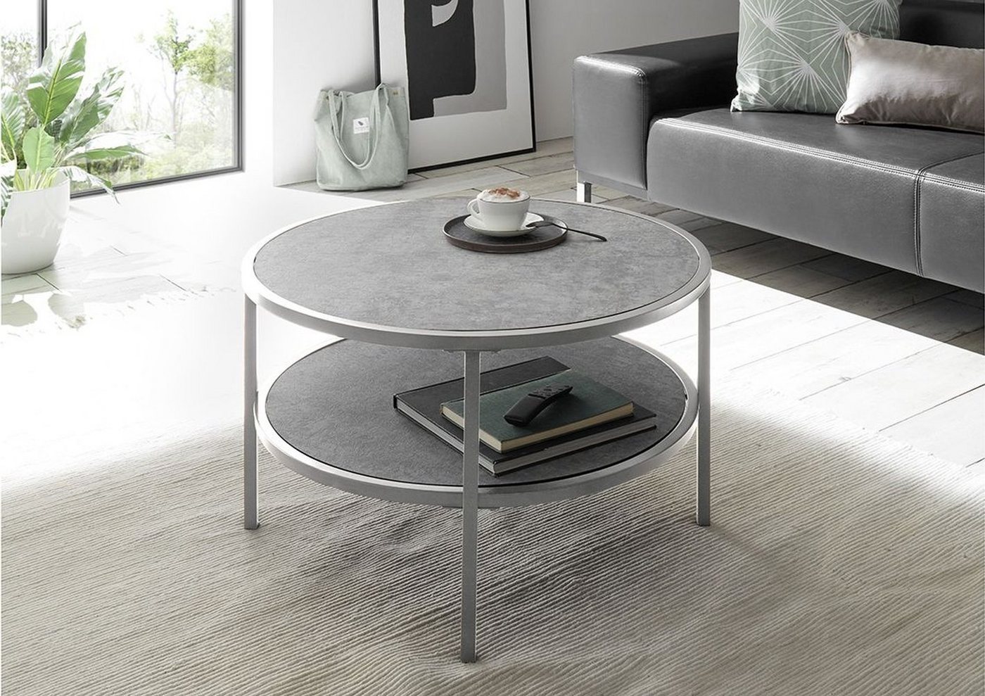 MCA furniture Couchtisch aus Glas in Keramik-Optik grau. Abmessungen (LxBxH) 75x75x45 cm von MCA furniture