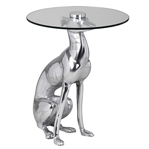 möbelando Design Deko Beistelltisch Figur Dog aus Aluminium Farbe Silber von möbelando