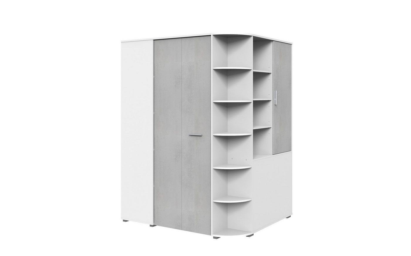 freiraum Dreh-/Schwebetürenschrank Joker (B/H/T: 124x199x148 cm) in Weiß mit 2 Türen und 16 Einlegeböden von freiraum