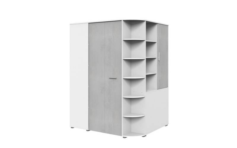 freiraum Dreh-/Schwebetürenschrank Joker (B/H/T: 124x199x148 cm) in Weiß mit 2 Türen und 16 Einlegeböden von freiraum