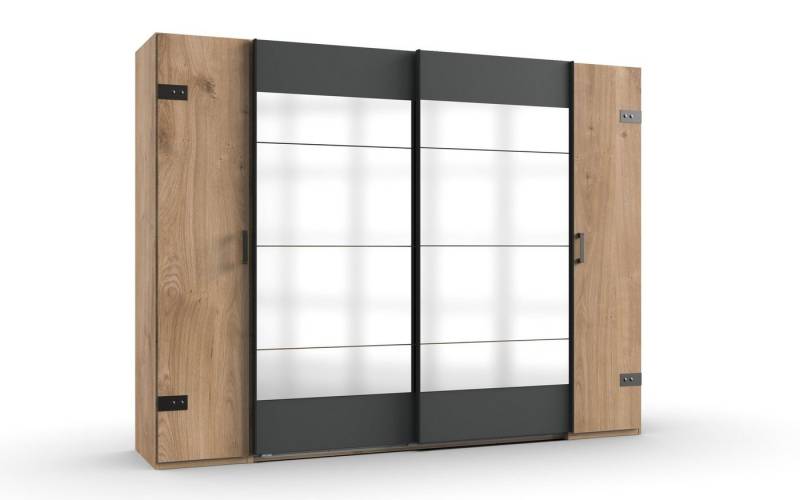 freiraum Dreh-/Schwebetürenschrank Stockholm (B/H/T: 272x210x65 cm) in braun mit 4 Türen und 10 Einlegeböden von freiraum