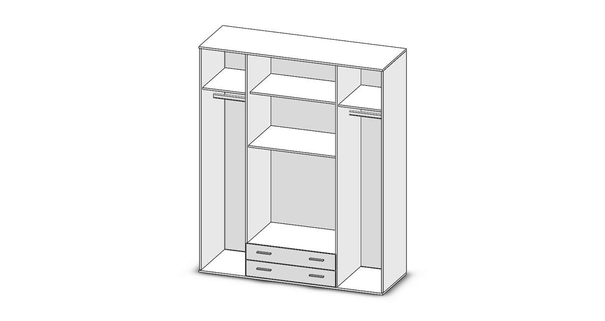 möbelando Kleiderschrank Hamina Zeitloser Kleiderschrank mit viel Stauraum - Vielseitiger Drehtürenschrank in Eiche Sonoma Optik - 160 x 177 x 52 cm (B/H/T) von möbelando