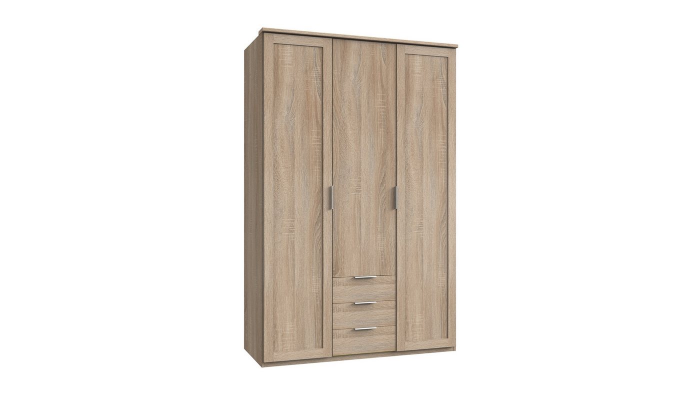 freiraum Drehtürenschrank Nadja (BxH: 135x208 cm) in EICHE SAEGERAU-NACHBILDUNG mit 3 Schubladen und 2 Einlegeböden von freiraum