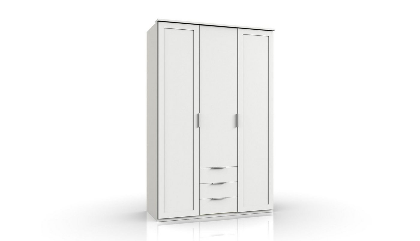 freiraum Drehtürenschrank Nadja (BxH: 135x208 cm) in WEISS mit 3 Schubladen und 2 Einlegeböden von freiraum