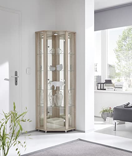 möbelando Eckvitrine Vitrinenschrank Glasvitrine Vitrine Berlin I Sonoma Eiche von möbelando
