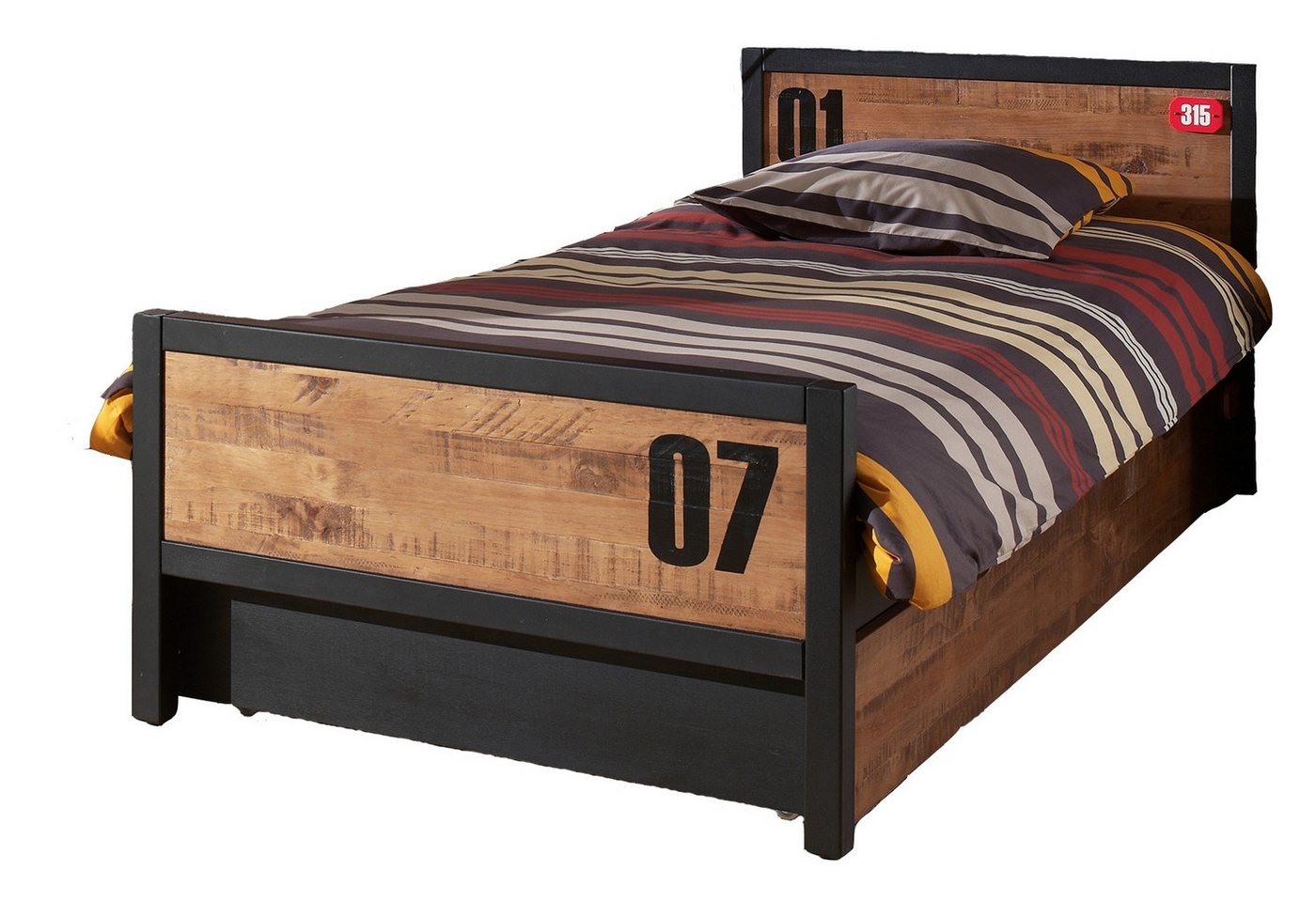 möbelando Einzelbett ALEX, 209 x 75 x 96,5 cm (B/H/T) von möbelando