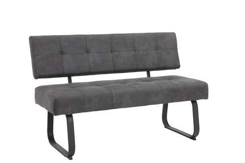 möbelando Essbank >Laila-I< in Vintage Anthrazit, Metall/Polyester - 140x90x64cm (BxHxT) von möbelando