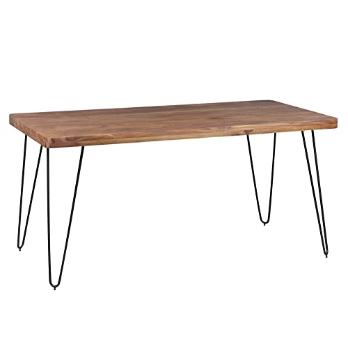 möbelando Esstisch BAGLI Massivholz Sheesham 160 cm Esszimmer-Tisch Holztisch Metallbeine Küchentisch Landhaus dunkel-braun von möbelando