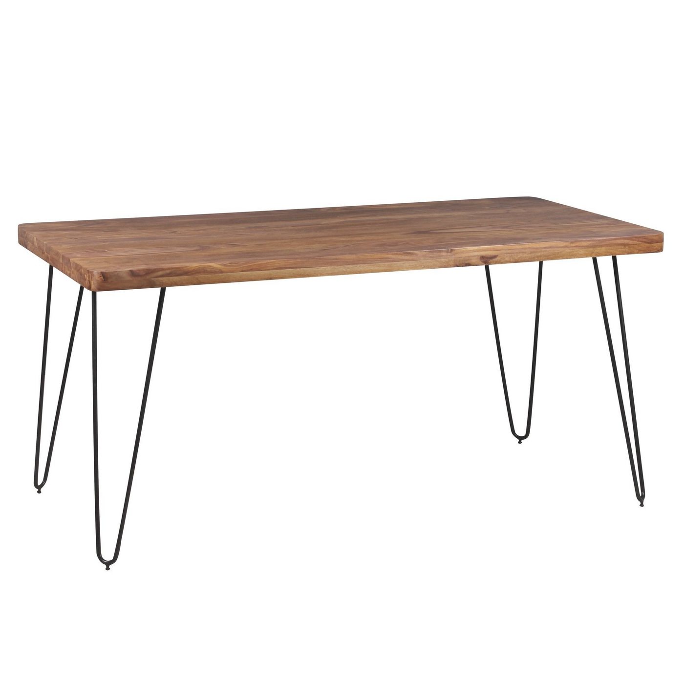 möbelando Esstisch Esstisch BAGLI Massivholz Sheesham 120 cm Esszimme, Esstisch BAGLI Massivholz Sheesham 120 cm Esszimmer-Tisch Holztisch Metallbeine Küchentisch Landhaus dunkel-braun von möbelando