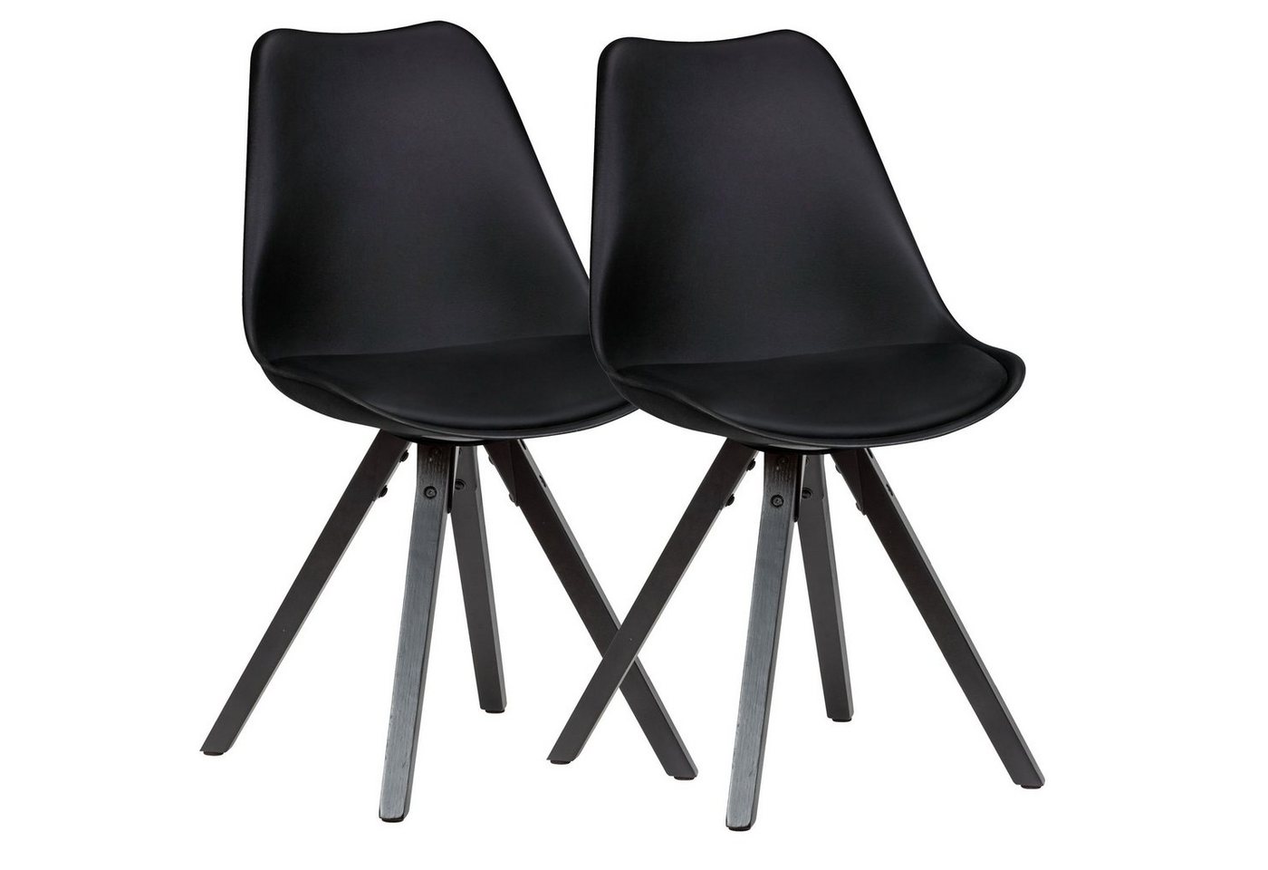 möbelando 4-Fußstuhl 2er Set Retro Esszimmerstuhl Schwarz mit Schwarzen Beinen, Polsterstu (2er Set), 52 x 87 x 49 cm (B/H/L) möbelando 4-Fußstuhl 2er Set Retro Esszimmerstuhl Schwarz mit Schwarzen Beinen, Polsterstu (2er Set), 52 x 87 x 49 cm (B/H/L) von möbelando