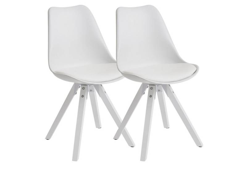 möbelando 4-Fußstuhl 2er Set Retro Esszimmerstuhl Weiß Skandinavisch, Polsterstuhl Rückenl (2er Set), 52 x 87 x 49 cm (B/H/L) von möbelando