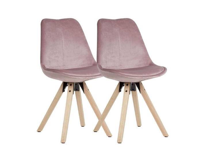 möbelando Esszimmerstuhl Weiches Esszimmerstuhl 2er Set Samt Rosa ohne Armlehnen, Stoff Küchen (2er Set), 52 x 87 x 49 cm (B/H/L), rosa von möbelando